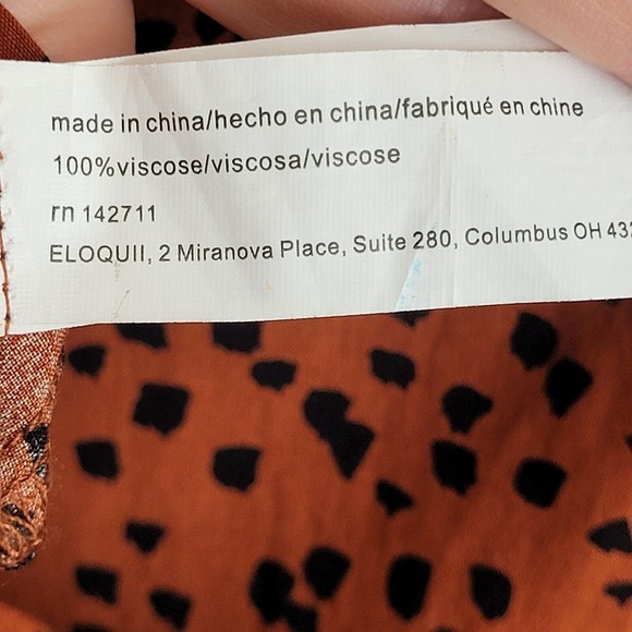 Eloquii Womens Blouse Plus Size 28 Graphic Dot Print Ruffles Puff Sleeves Brown - Picture 6 of 9